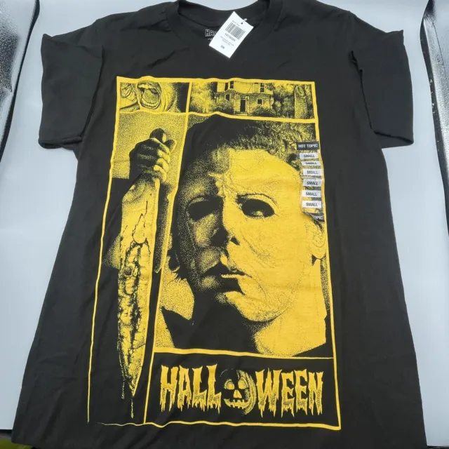 Michael Myers Halloween Mens SMALL Poster T Shirt Black Orange