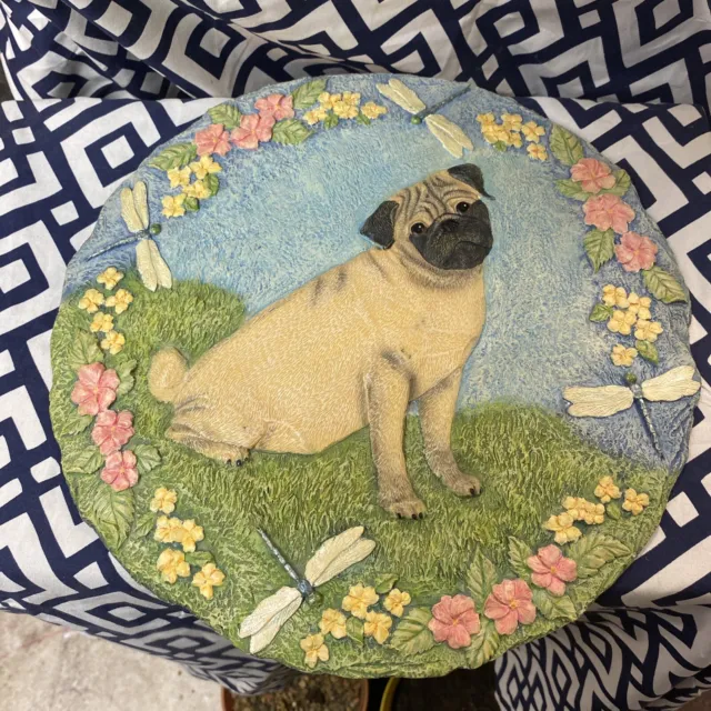 Danbury Mint Pug With Dragon Fly Stepping Stone