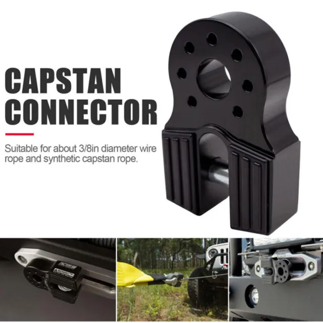 New Winch Flat Shackle Mount Capstan Connector Black Aluminum Hook Connection