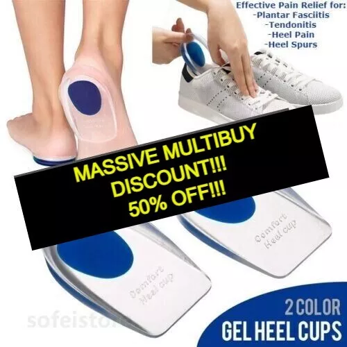 Gel Heel Pads Inserts Grip Cushion Insoles Support Plantar Fasciitis Pain Relief