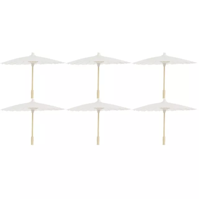 6 piezas paraguas de madera para niños sombrilla de papel al óleo