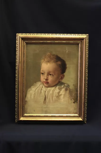 Portrait De Enfant - Peinture Huile sur Toile, XIX Siècle Krst Giani (1866-1937)