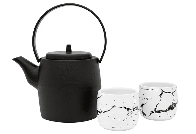 BREDEMEIJER Geschenkset Kobe (Teekanne 1,2l mit 2 Teebechern 150ml) schwarz   10