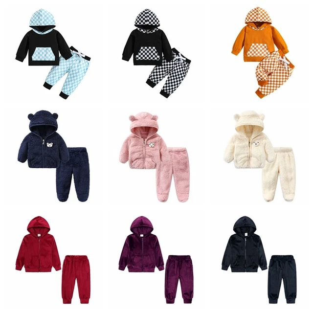 Toddler Baby Boys Girls Sweatsuits Tracksuits Hoodie Jacket Coat+Long Pants Set