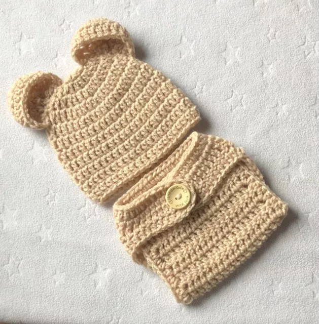 Crochet Newborn Baby Photograpy Props ~ Teddy Bear Outfit / Costume