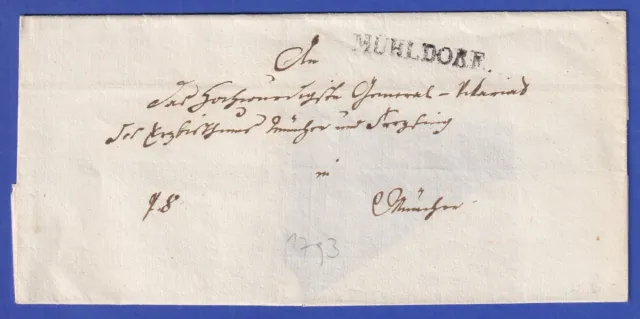 Bayern Kirchlicher Dienstbrief mit Einzeiler MÜHLDORF 1829