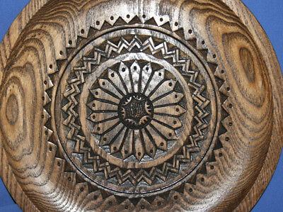 Vintage Hand Carved large Laquer Wood Wall Decor Plate 2