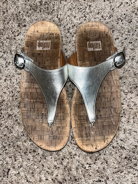 Womens Fitflop The Skinny Metallic Sandals With Microwobbleboard Size 9