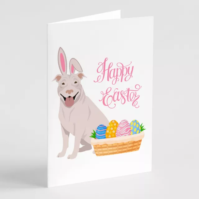 White Pit Bull Terrier Easter Greeting Cards Envelopes Pack of 8 WDK4935GCA7P