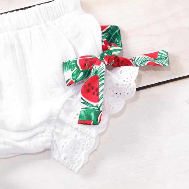 Top nappa all'anguria bambini americani bambine + pantaloncini a fiocco abiti estivi 5