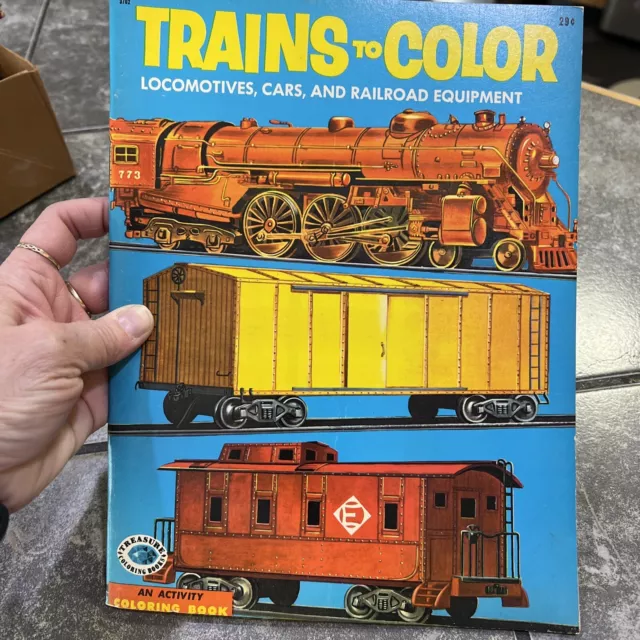 Treasure Coloring Book 1955 book trains activity vintage Unused