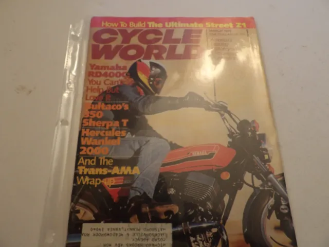 March 1976 Cycle World Magazine Yamaha RD400