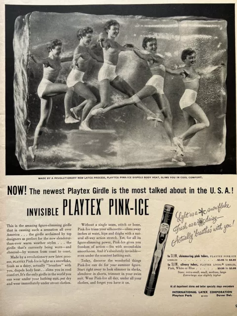 1947 Playtex Living Girdle Smooth Liquid Latex Woman Vintage Print Ad 30601