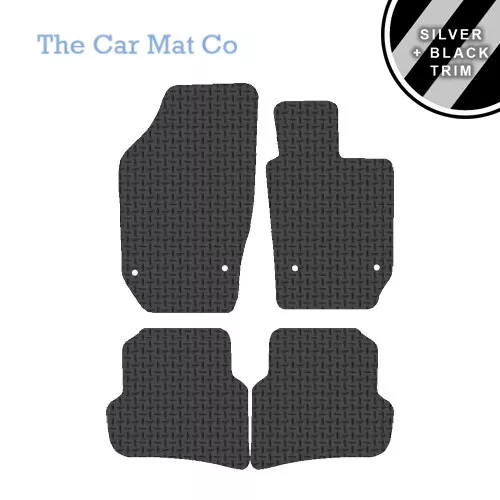 Car Mats for Seat Ibiza 2008 to 2017 Tailored Black Rubber Silver Stripe Trim