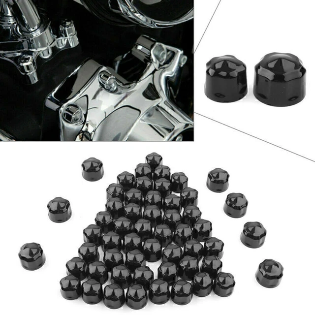Black Engine Bolt Cap Set for Harley Road King Electra Glide 99-16 FLHX FLHTK