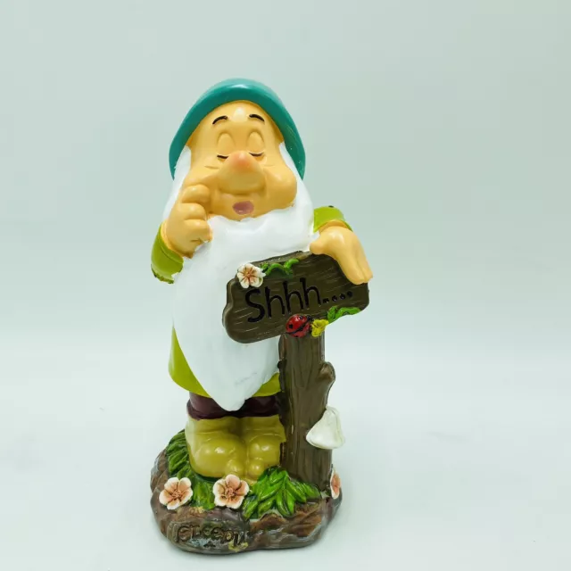 Sleepy Garden Statue 7.5" Disney Snow White and the Seven Dwarfs Shhh.... Resin