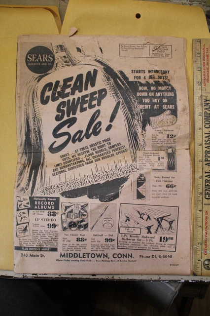 1961 Sears Roebuck Clean Sweep Sales Paper Catalog Middletown Connecticut