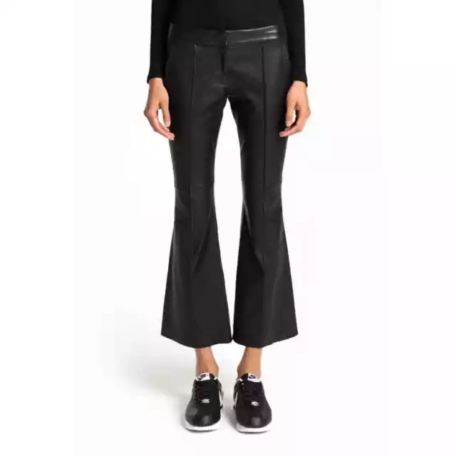 ALC Evan lamb skin leather flare crop pants