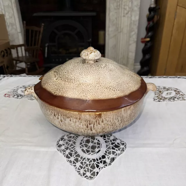 Vintage Fosters Pottery Cornwall Honeycomb Brown - Lidded Casserole Dish - USED