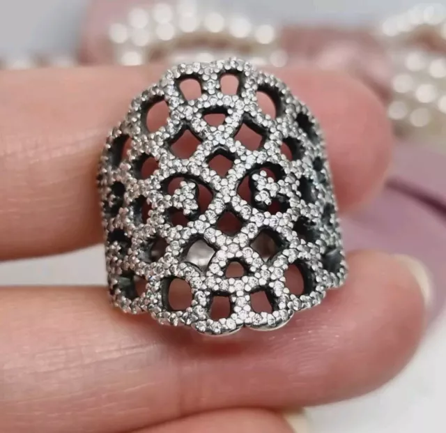 GENUINE PANDORA SHIMMERING Lace Pendant With Chain 390358CZ 90 67.00 PicClick UK