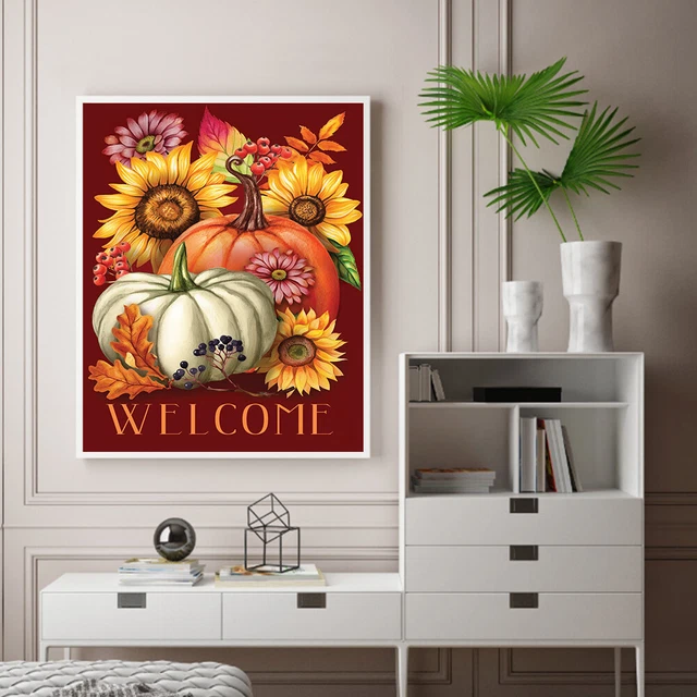 Kit de pintura al óleo de calabaza de otoño por números hágalo usted mismo pintura acrílica sobre lona sin marco