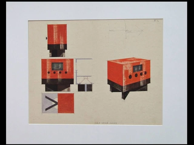 Progetto Radio Art Deco Francese, Guazzo Originale - 1935 - A. Zaccagnino