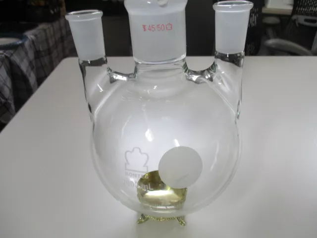 Kontes 3-Neck 2000mL Round Bottom Flask Side 24/40, Center 45/50