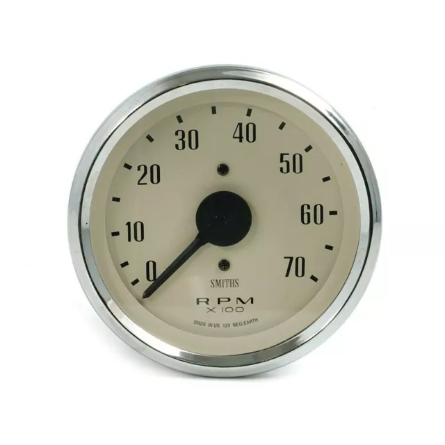 New Smiths Classic 80Mm Tachometer Gauge 0-7000 Rpm Magnolia 1/2V Chrome Bezel