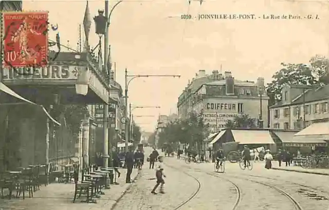 94 - Joinville le Pont - La Rue de Paris - Animée - CPA - Voir Scans Recto-Verso