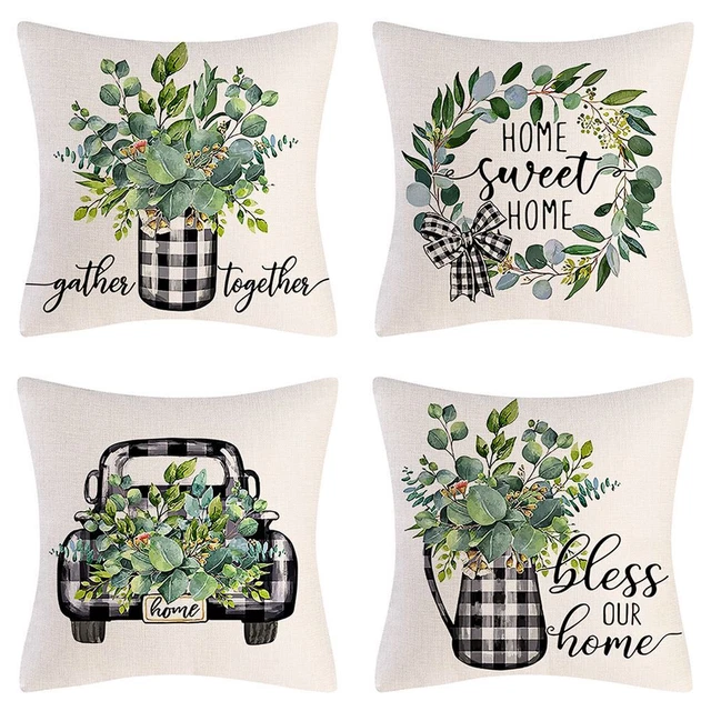 Cubiertas de almohada para sofá a cuadros de búfalo fundas de cojín granja