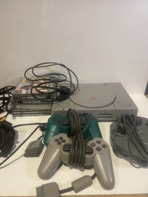 Playstation 1 PS1 Console 6 Games Bundle + HDMI Converter + 3 Controllers