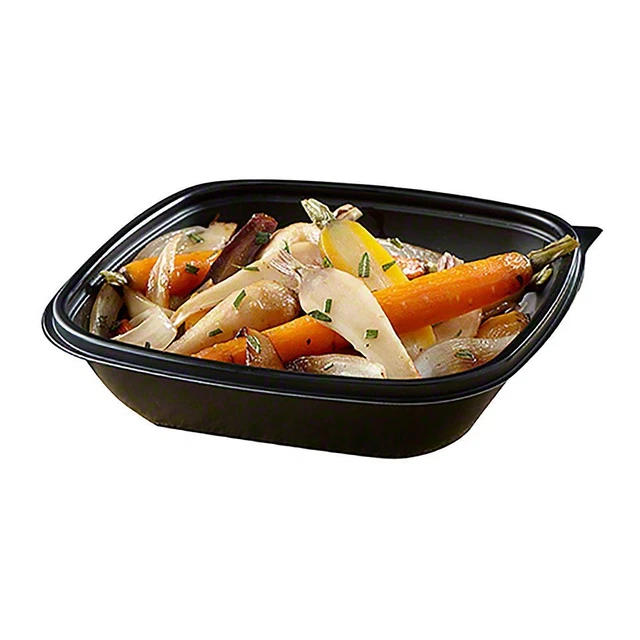 Sabert 76124B300 Black 6.5" Sq 24 Ounce Container - 300 / CS