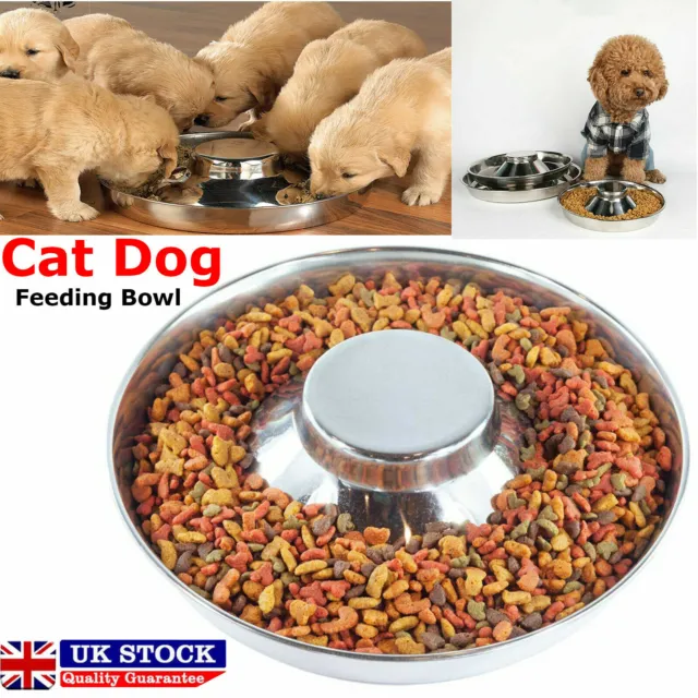 Silver Stainless Feeder Bowl Dish Puppy Dog Pet Cat Litter Food Feeding Weaning