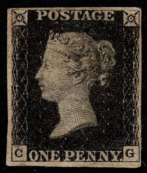 1840 QV SG3 1d Grey Black AS2 Plate 6 4 Margins CG MH OG CV £16500