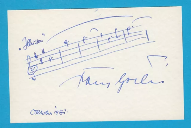 Franz Grothe - compositore - firma originale + nota del 1961