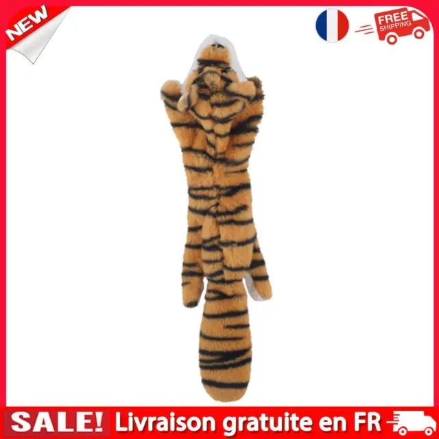Cute Plush No-Stuff Pet Dog Squeaky Toy Train Play Whistling Doll (Tiger)
