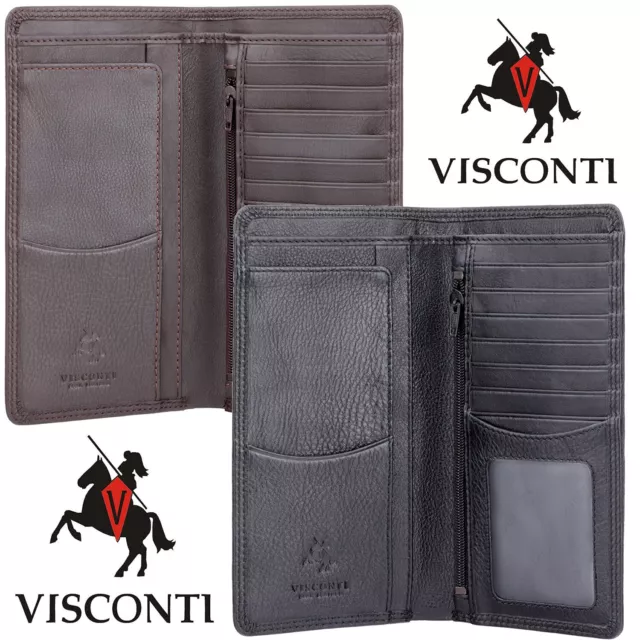 Visconti Soft Real Leather RFID Long Slim Jacket 8 Card Mens Boxed Wallet