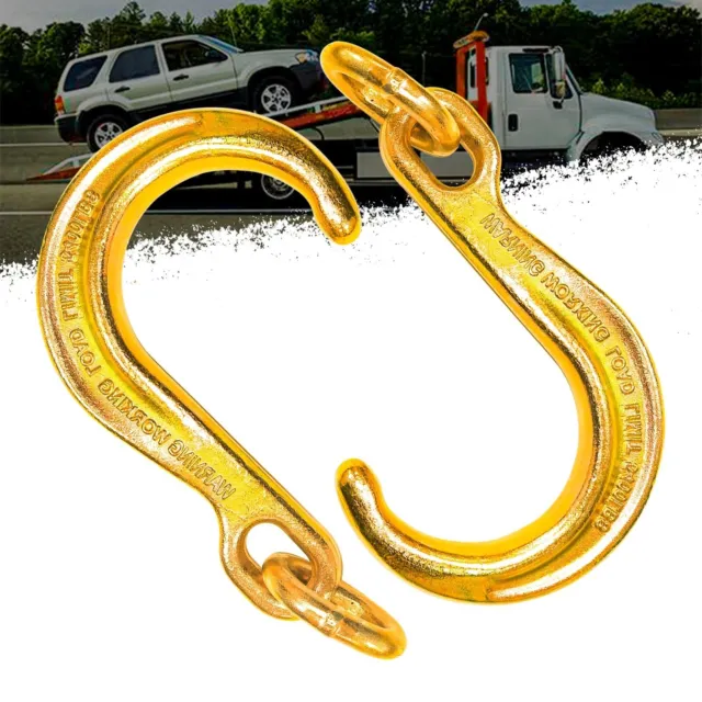 2pcs 8" Inch J Tow Hook with Link, Heavy Duty G70 Tow Axle Strap Wrecker Roll