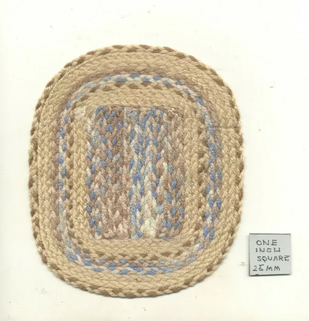 BRAIDED OVAL RUG #26   1/12 scale dollhouse miniature Fabric made in USA  6"long
