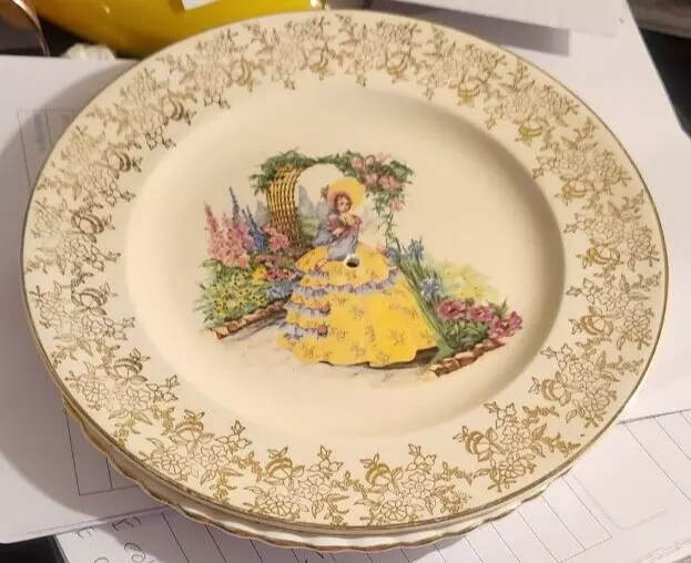 Royal Falcon Ware Weatherby Hanley England Crinoline Lady Cake Plate 23cm