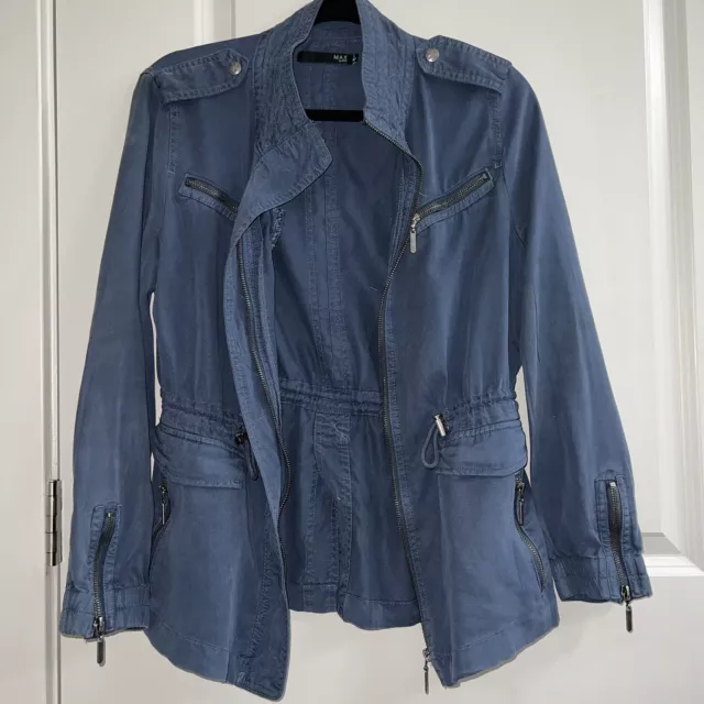 Max Jeans Blue Utility Full Zip Tencel Jacket Coat Women’s Size Small