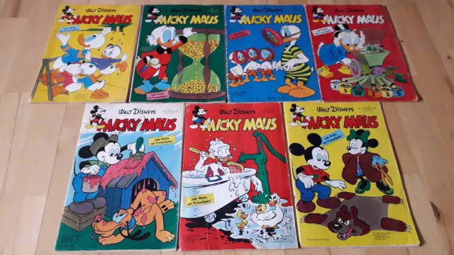 Micky Maus - Konvolut 7 Comichefte von 1959 mit MMK-Gutscheinecke + Sammelbild