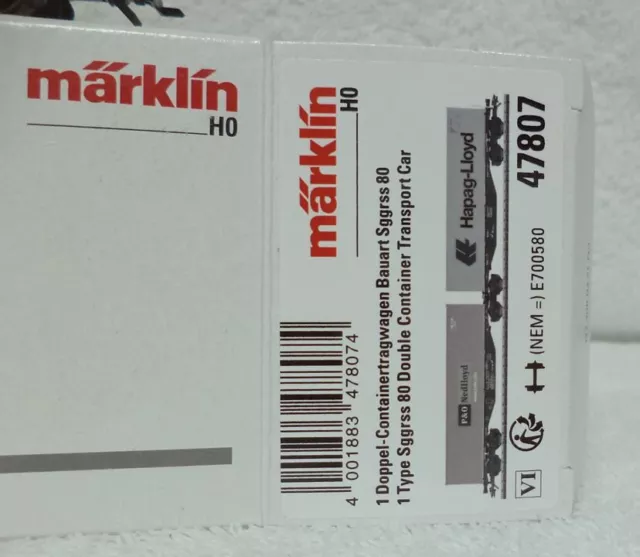 Marklin 47807 Dubbelle Containerdraagwagen 2 container Hapag-Lloyd / P&O 2