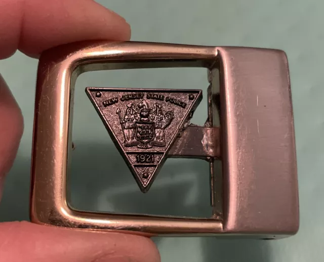 1921 New Jersey State Police Trooper Brass Belt Buckle Triangle