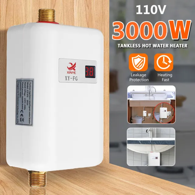 110V Tankless Water Heater Instant Electric Hot Shower Kitchen Boiler Digital