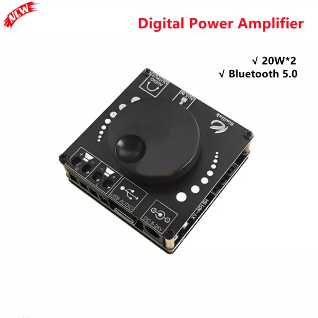 Bluetooth 5.0 20WX2 Stereo Power Digital Amplifier Board AMP 12V 24V 3.5mm AUX