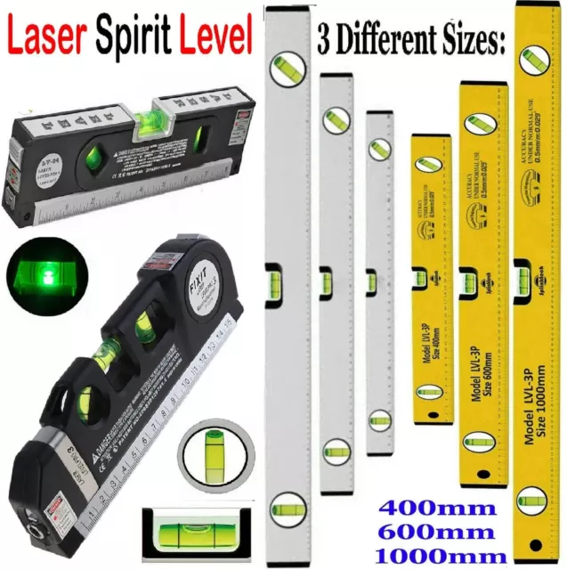 SILVER MAGNETIC 3 PIECE BUILDERS BUILDING SPIRIT LEVEL SET - 300, 600, 1000mm