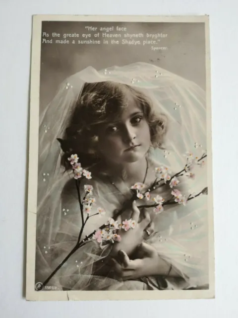 Pretty vintage birthday wishes postcard greeting card sent 1909