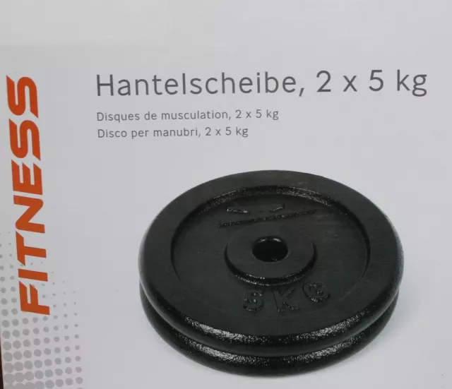 Guss Hantelscheibe 2 x 5 kg Gewicht Scheibe 30 / 31 mm Loch Durchmesser 3D1M