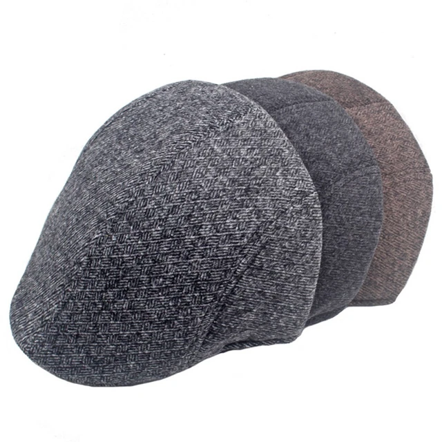 Trendy Mens Flat Cap Tweed Baker Boy Hat Vintage Herringbone Newsboy Cap